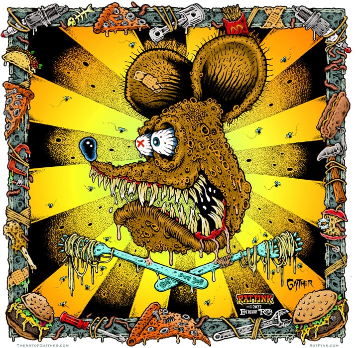 Jeff Gaither "Rat Fink with Forks" Limited Edition Art Print